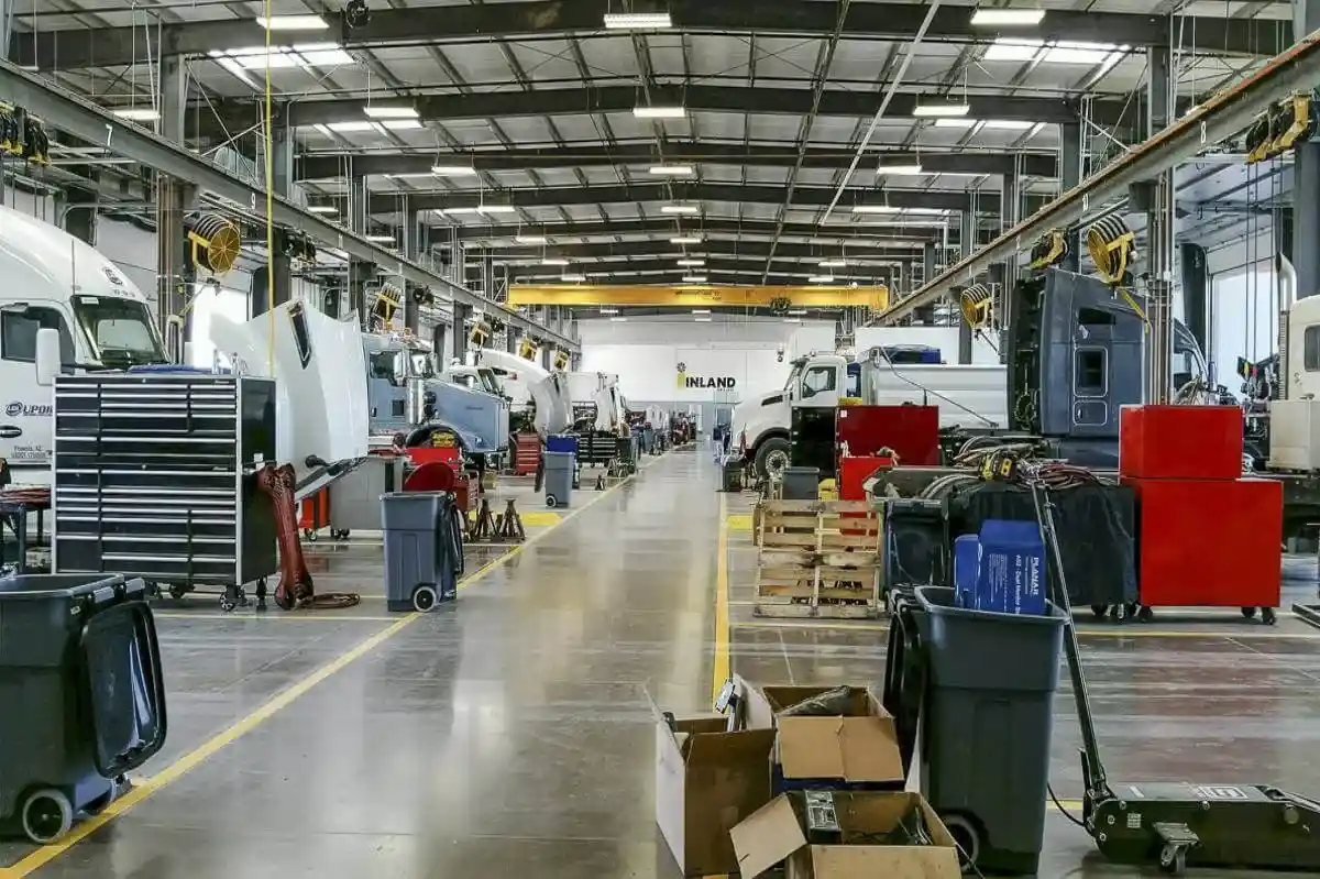 industrial painting on a truck factory