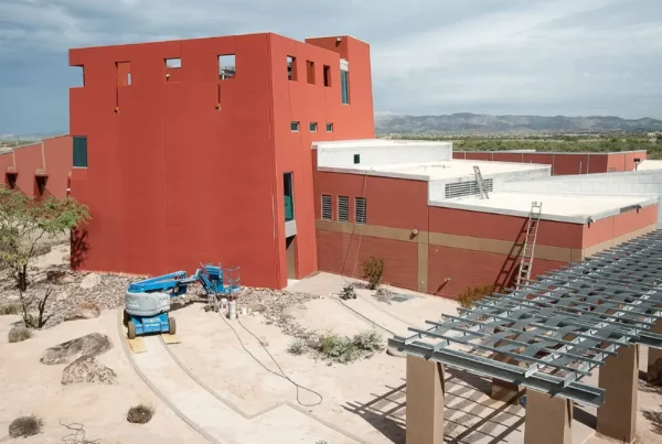 Newly painted orange building