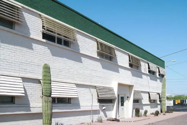 green and white painted building