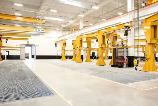 Interior of an industrial factory with newly applied paint.