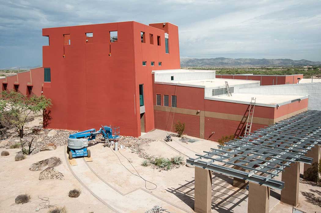 Maroon painted building