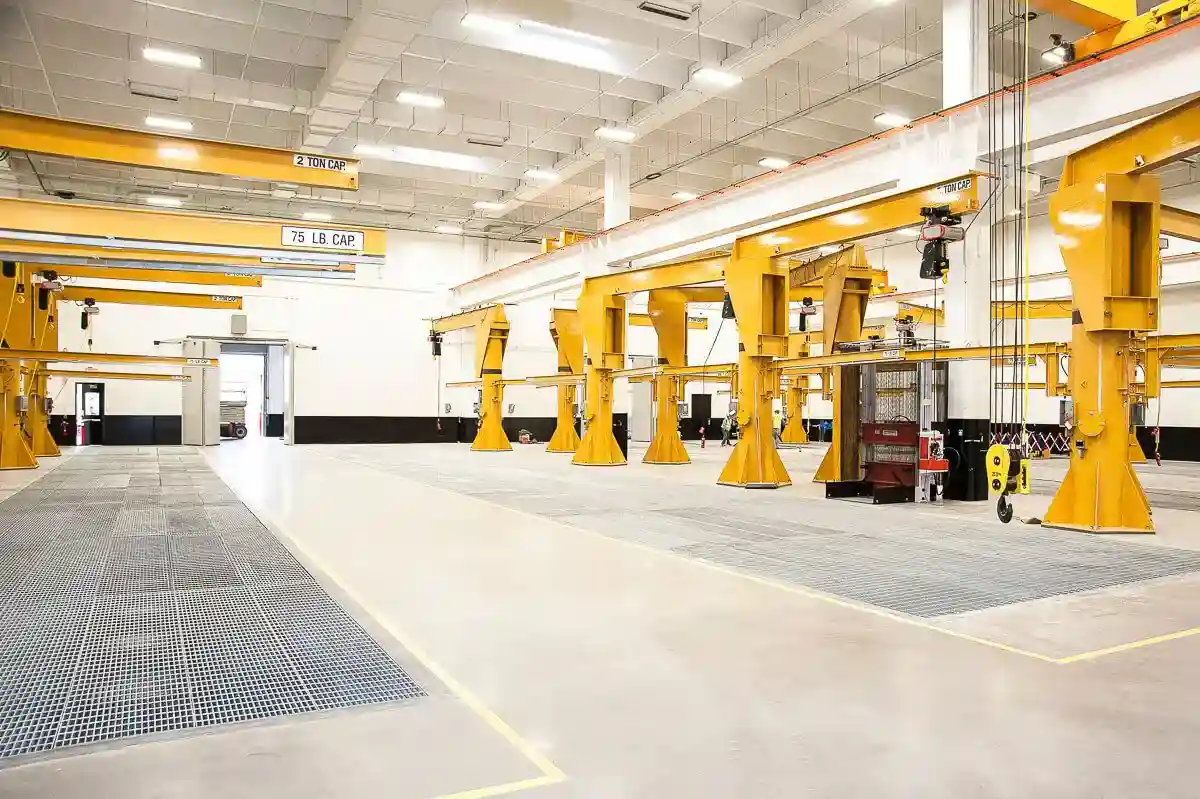 warehouse with overhead cranes